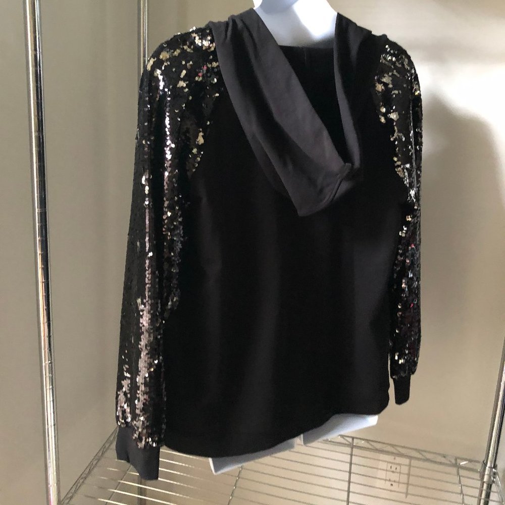 MARINA RINALDI NWT black sequin hoodie jacket XL
